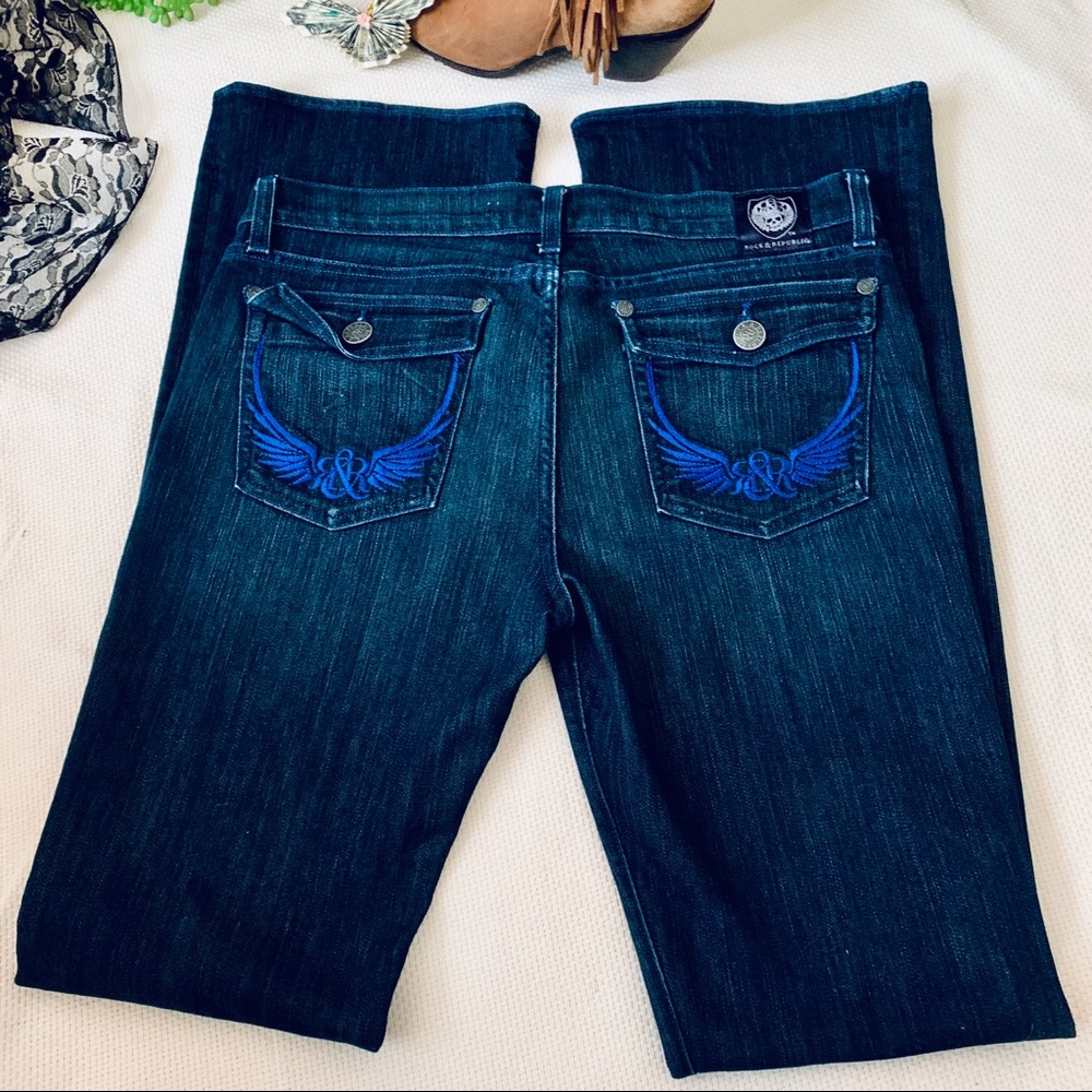 Rock & Republic 32” x 36” Dark-wash Bootcut Jeans